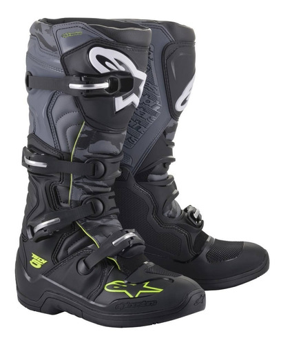 Bota Alpinestars Tech 5 Preta/cinza/amarelo-flúor Novo