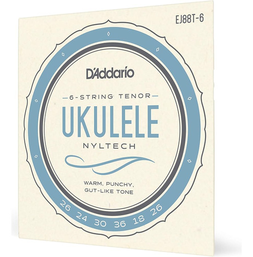 D'addario Ej88t-6 Nyltech Ukelele Cuerdas, Tenor De 6 Cuerda