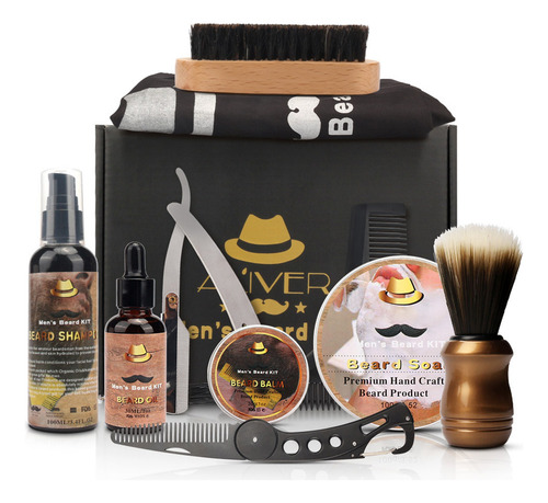 Set De Cuidado De Barba Barber, Kit De Aseo, Aceite Y Bálsam