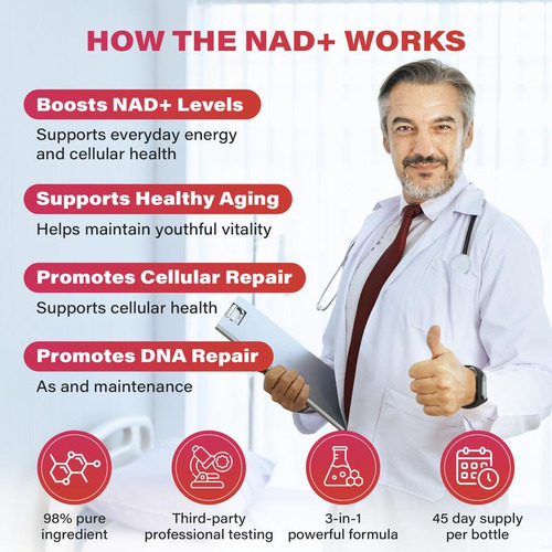 Zooone 1000mg Nad+ Berry Flavor Drink Mix Skin Aging Support