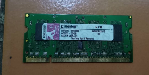 Imagen 1 de 1 de Memoria Ram De Laptop Kingston 1gb Ddr2 Kvr667d2s5/1g