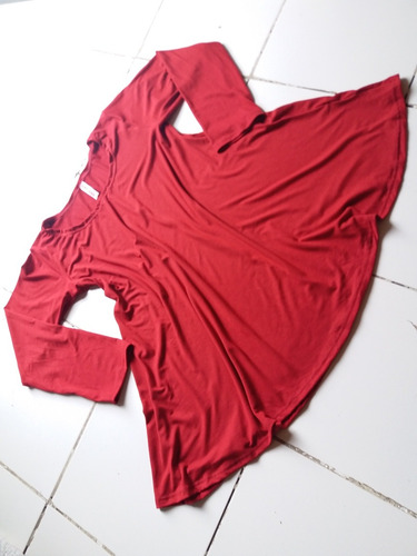 Imagen 5 de 10 de Remera Acampanada Manga Larga Modal Con Lycra