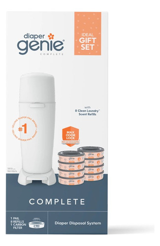 Bote Antiolor Pañales Diaper Genie Complete + 8 Rep C/ Aroma