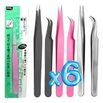 Comprar 6 Piezas Pinzas Curva Y Recta Aplicación Extension Pestañas 