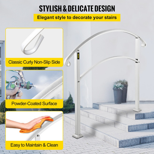 Vevor Barandal Pasamanos De Escalera 4 Pasos Hierro Forjado Color Blanco