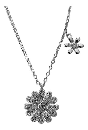 Conjunto De Plata 925 Cadena Con Dije Margarita Con Cubic !!