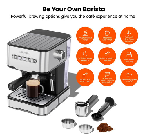 Máquina De Café Espresso 6 En 1 Con Vapor Chefman