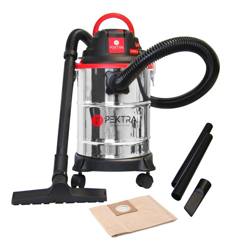 Imagen 9 de 10 de Aspiradora De tacho Pektra PKTVC90 15L plateada, negra y roja 220V-240V 50Hz