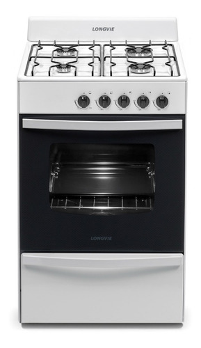 Imagen 2 de 3 de Cocina A Gas Longvie 12231b 56cm Blanca Cajón Parrilla