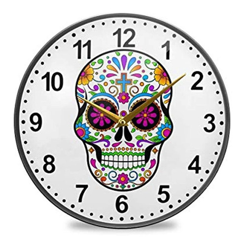 Reloj De Pared Con Diseño De Calavera Mexicana