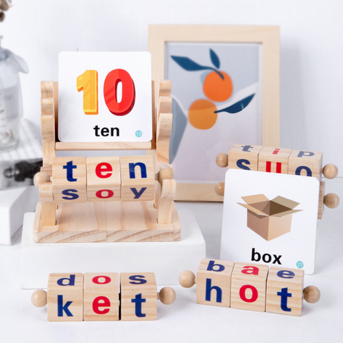 Bloques De Lectura De Madera De Alphabet Learning Toys Para