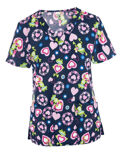 Camiseta Exfoliante Con Cuello En V Para Mujer, Uniforme De