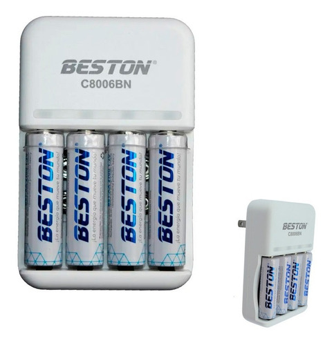 Imagen 1 de 2 de Baterias Beston 2700 Mah Aa Recargable X 4 Pack + Carg+ Obs