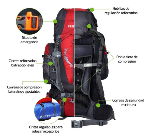 Imagen 2 de 9 de Mochila Tactica De Camping Y Trekking Mochilero 80 Litros