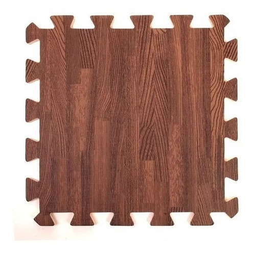 Piso De Goma Eva Simil Madera Marrón Oscuro 60cm 1cm Pack X4