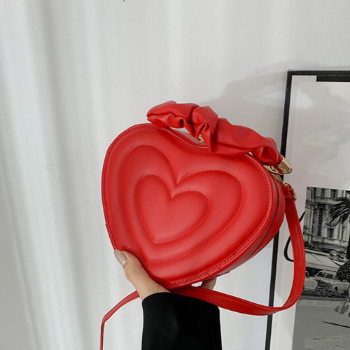 Bolso De Hombro En Forma De Corazón, Bolso De Moda En Color