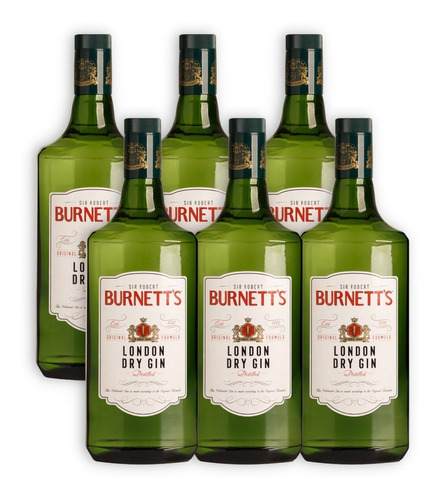 Burnett´s Sir Robert Gin London Dry X6u 1000ml Destilado