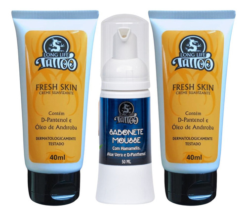 2 Cremes Suavizante 40ml  1 Mousse 50ml Cuidado Da Tatuagem 