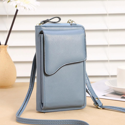 Bolso Bandolera De Cuero Pu Para Mujer, Mini Bandolera, Azul
