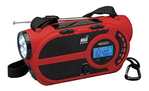 Radio De 4 Vías Am/fm Con Linterna Y Carga Usb, Color Rojo