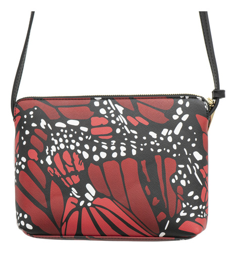 Crossbody Pineda Covalin Diseño Mariposa Macro Color Rojo Brillante