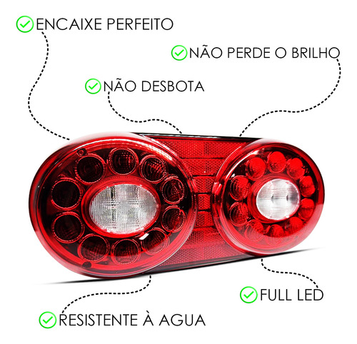 Par Lanterna Traseira Randon Led Seta Caminhão Baú Carreta