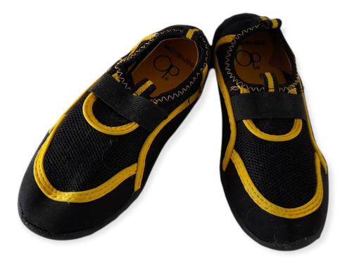 Zapato Acuático Marca Op Talla 19.5-20.5 Negros Con Amarillo