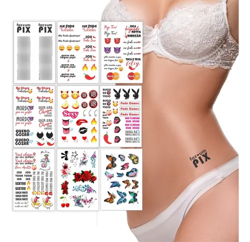 138 tatuajes temporales sexys, depilación con cera, seducción de varios colores, varios colores