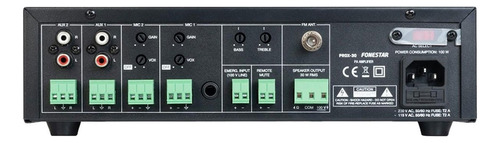 Amplificador De Megafonía Fonestar Prox-60 60w Entrada 100v Color Negro Potencia De Salida Rms 60 W