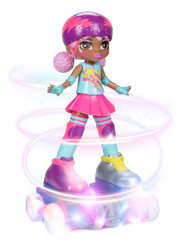 Rock N Rollerskate Muñeca Lightning Luna Light Up Con Cont.