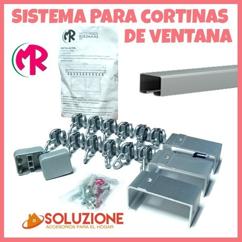Imagen 6 de 10 de Kit Cortina Sistema De Ventana Aluminio 2 Metros Oferta !!!