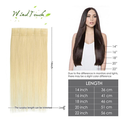 Windtouch Extensiones De Cabello 100 % Humano Con Cinta Adhe