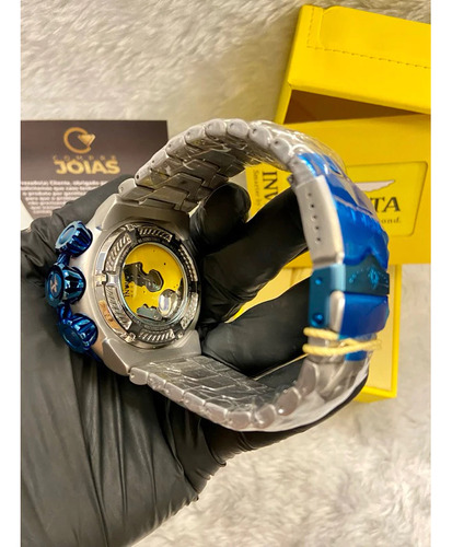 Relógio De Pulso Invicta Thunderbolt 21357 Com Corria De Aço Inoxidável Cor Prateado - Fondo Azul