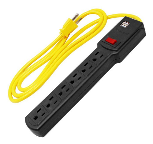 Multicontacto 6 Entradas Con Supresor De Picos Y 2 Para Usb