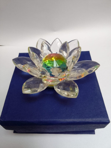 Flor De Loto Cristal Vidrio Caja De Regalo Grande  Feng Shui