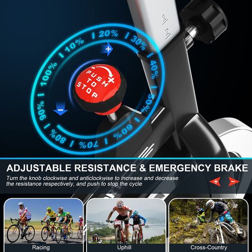 Bicicleta Estática Para Interiores Con Monitor Y Resistencia Negro