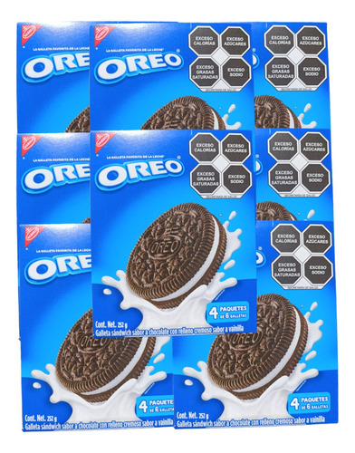Galleta Oreo Chocolate 12pack De 6pz C/u Relleno Vainilla
