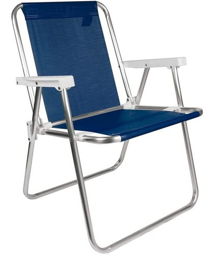 Cadeira De Praia Piscina Aluminio Dobravel Sannet Alta Mor Cor Azul mar