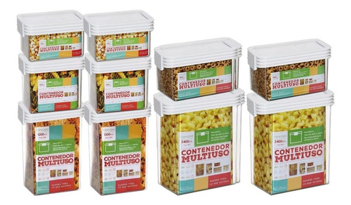 Kit 10 Contenedores Herméticos Táper Organizador Plástico