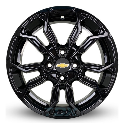 Rodas Chevrolet Cobalt Onix Spin Aro 17 4x100 (jogo) +bicos Cor Preta