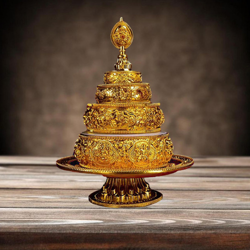 Budista Tibetano Que Ofrece Plato De Mandala, Decoración
