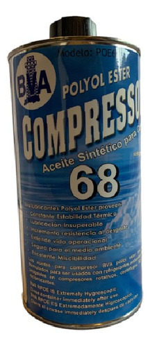 Aceite Sintético Para Compresor Polioléster Iso-68 Marca Bva