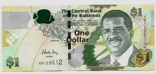 Fk Billete Bahamas 1 Dolar 2008 P-71 Sin Circular Excelente
