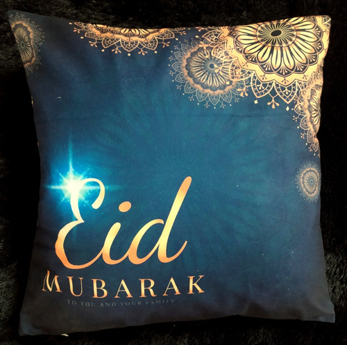 Cojín Azul De Decoración De Eid Mubárak