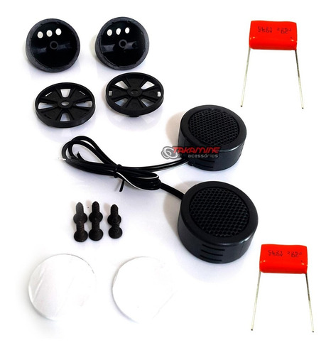 Imagem 2 de 6 de Mini Tweeter Alta Frequência 600w E Capacitores Painel Porta