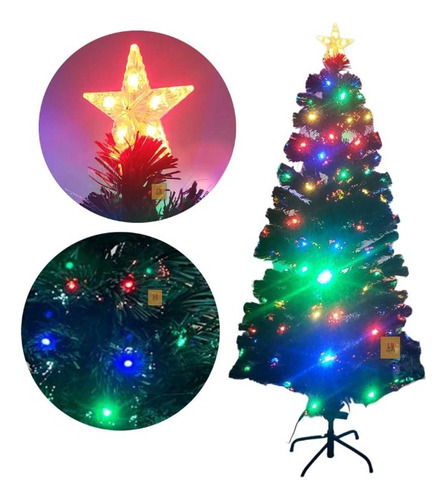 Árvore De Natal Pinheiro Estrela 160 Leds Color Bivolt 1,50m Cor Verde