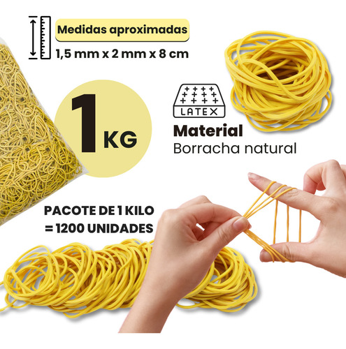 Elástico Para Dinheiro Látex Kit Com 3600 Un N°18 Escritório