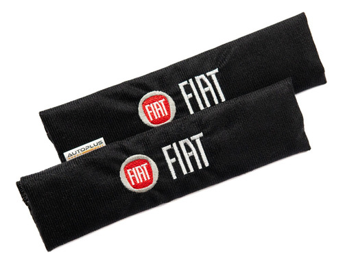 Protectores Cubre Cinturones Tela Negro Logo Fiat Bordado