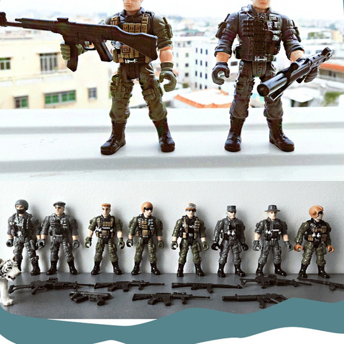 8 Unids / Set De Plástico Flexible Soldados Militares