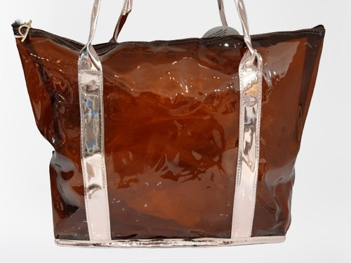 Bolsa Nécessaire Transparente Com Alça Ruby's Cor Marrom